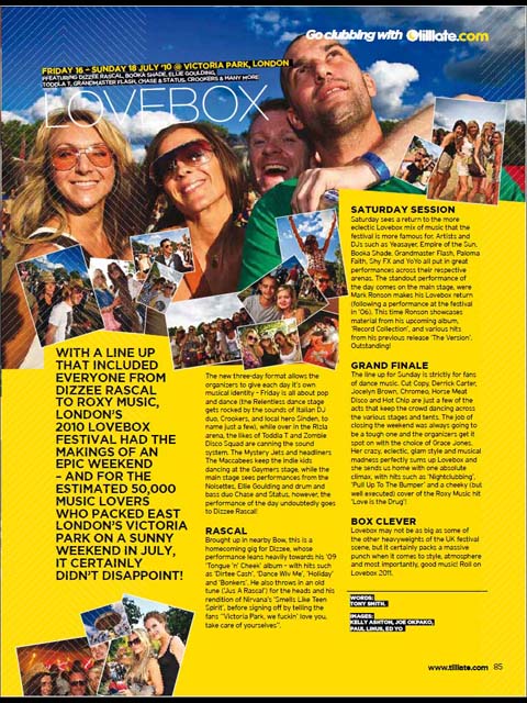 Tilllate Mag August 2010 Issue 256: Lovebox 2010